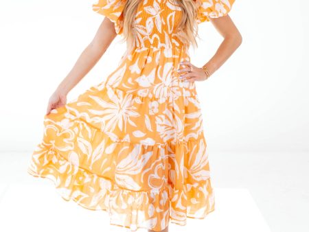 Bonfire Bash Midi Dress - Orange For Sale