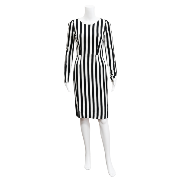 Black & White Striped Midi Dress Hot on Sale