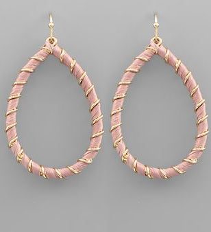 Raffia Wrapped Teardrop Earrings - Rose - FINAL SALE For Discount