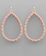 Raffia Wrapped Teardrop Earrings - Rose - FINAL SALE For Discount