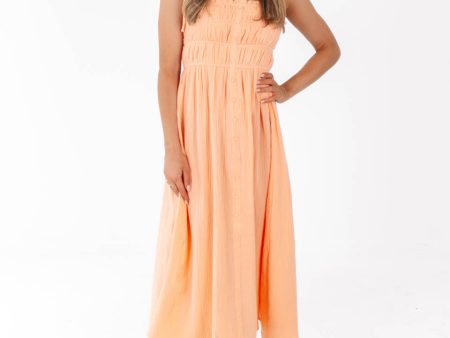 Just Peachy Midi Dress - Peach For Discount