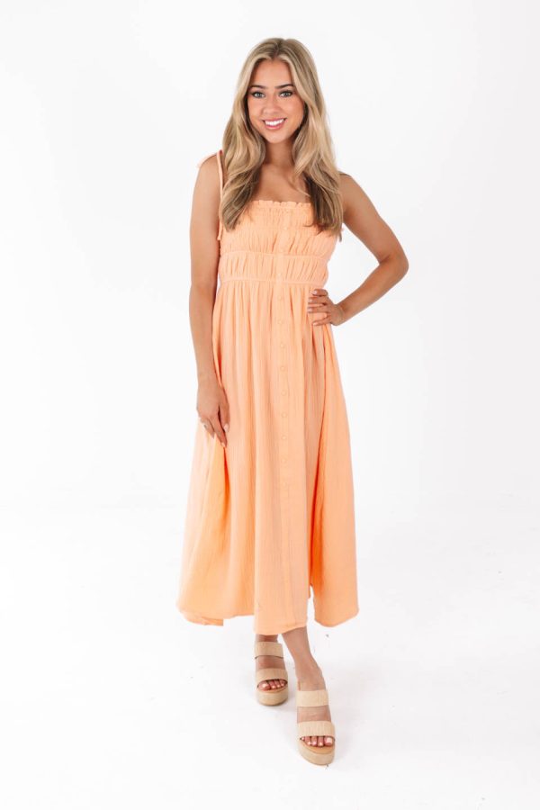 Just Peachy Midi Dress - Peach For Discount