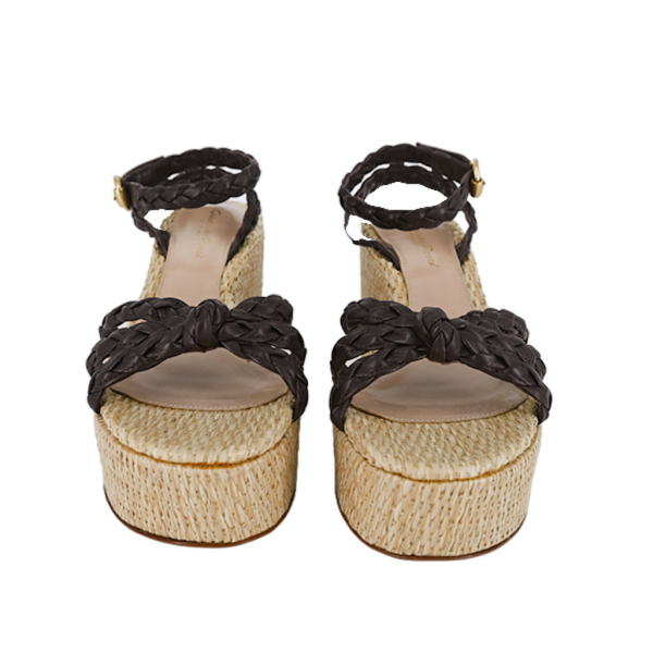 Kea Brown Woven Raffia Wedges Online Hot Sale