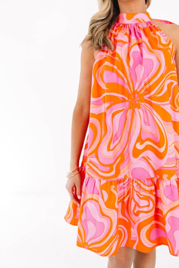 In A Trance Dress - Pink Orange Online Sale