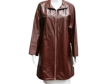 Brick Red Leather Coat Supply