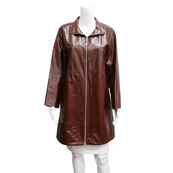 Brick Red Leather Coat Supply