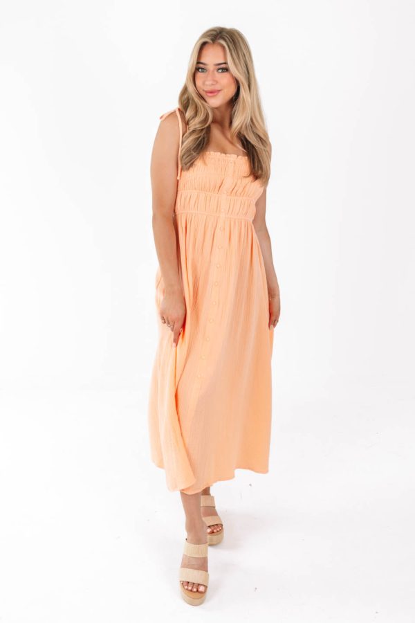 Just Peachy Midi Dress - Peach For Discount