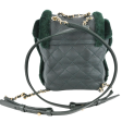 Dark Green Shearling Quilted CC Leather Backpack on Sale