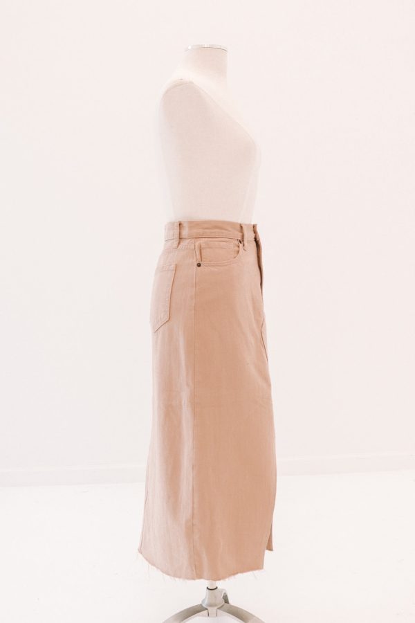 Back On Track Denim Midi Skirt - Sand Supply