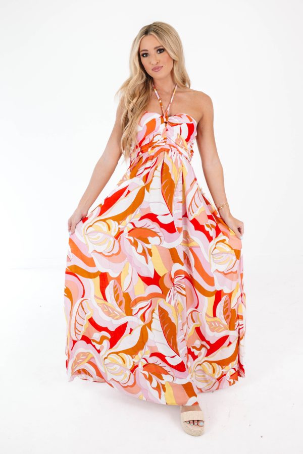 Groovy And Good Maxi Dress - Pink Multi Hot on Sale