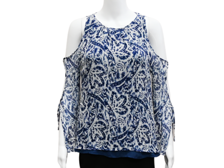 Blue-Print Silk Blouse For Discount