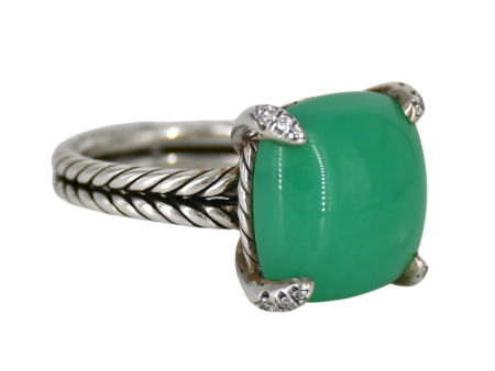 Chatelaine Green Chrysoprase & Diamond Ring For Discount