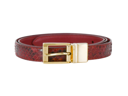 Reversible Red Snakeskin Leather Belt For Cheap