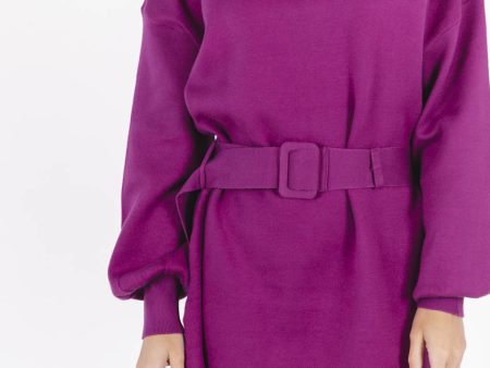 On My Level Sweater Dress - Violet Hot on Sale