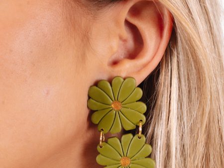 Amaryllis Earrings - Olive For Sale