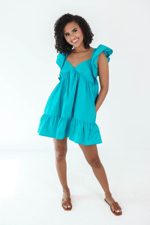 Seal The Deal Dress - Turquoise For Discount