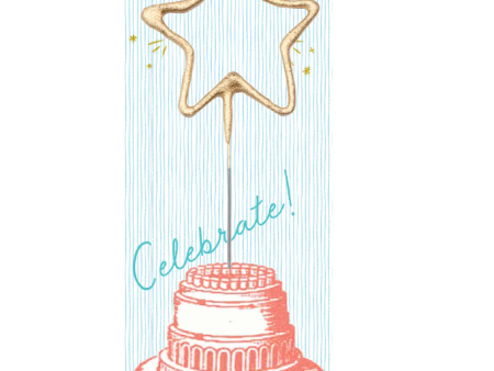 12  Grande Gold Star Sparkler Wand Card - Celebrate Hot on Sale