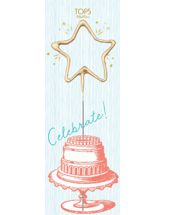 12  Grande Gold Star Sparkler Wand Card - Celebrate Hot on Sale