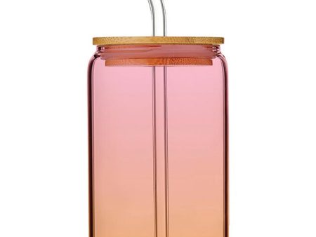 Glass Tumbler with Lid & Straw - Ombre - FINAL SALE Online Hot Sale