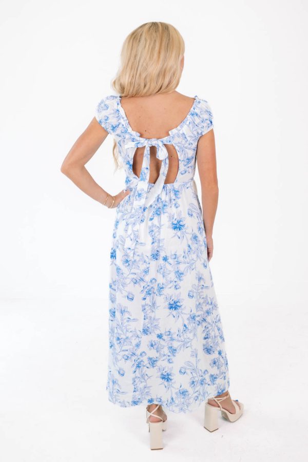 Baby Blues Midi Dress - White Blue on Sale