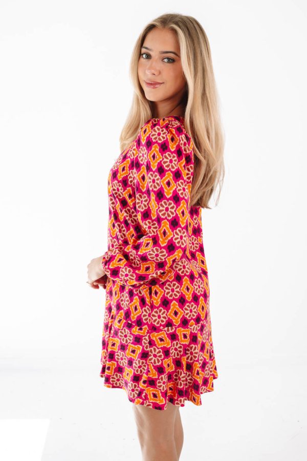 Retro Pop Dress - Pink Orange Online now