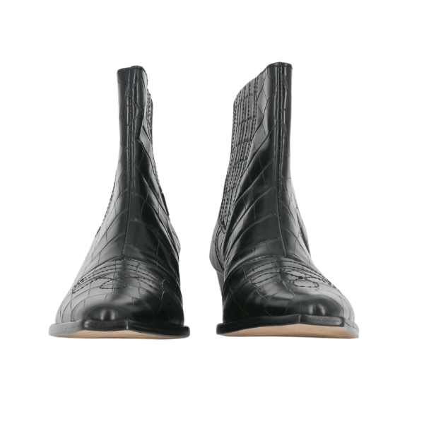 Briani Black Croc Embossed Booties Online