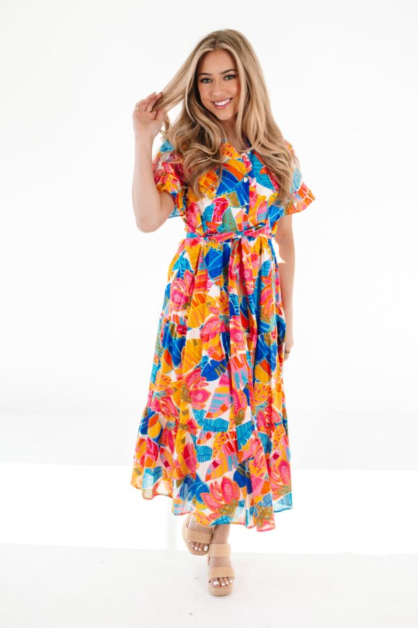 The Alana Button Up Midi Dress - Multi Cheap