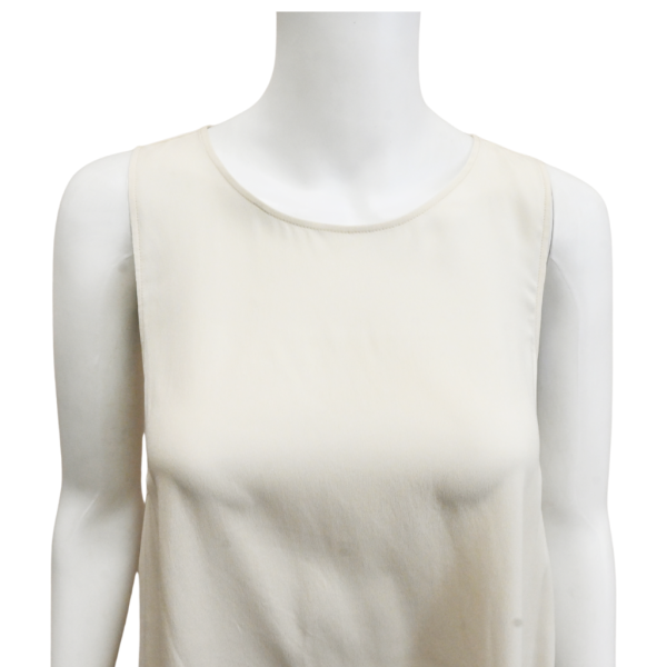 Cream Silk Sleeveless Blouse For Discount