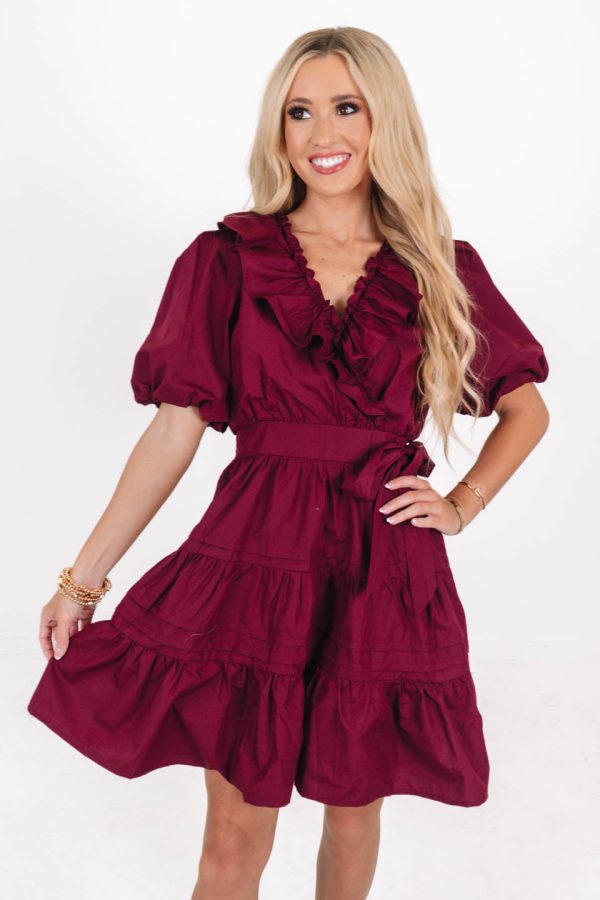 Babe In Burgundy Dress - Burgundy For Sale