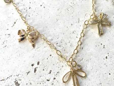 Bow Charm Necklace - Gold Sale