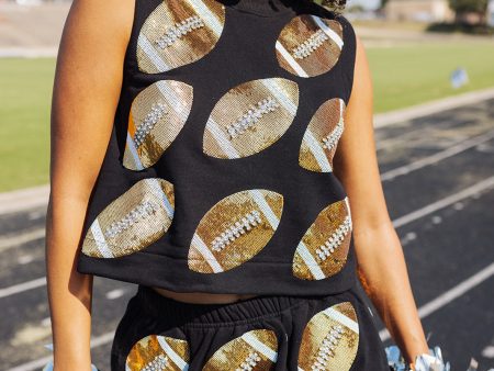 Queen Of Sparkles Rhinestone Football Tank - Black Fashion