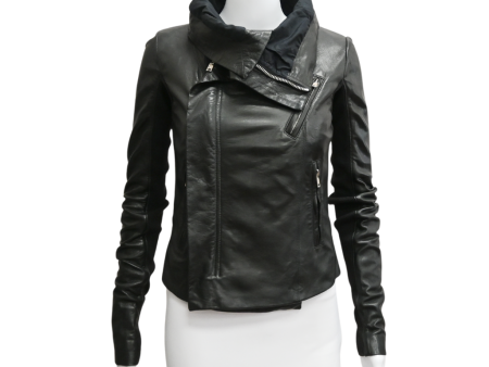 Black Leather Biker Jacket Online now