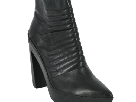 Black Quilted Leather Ankle Booties Online Hot Sale