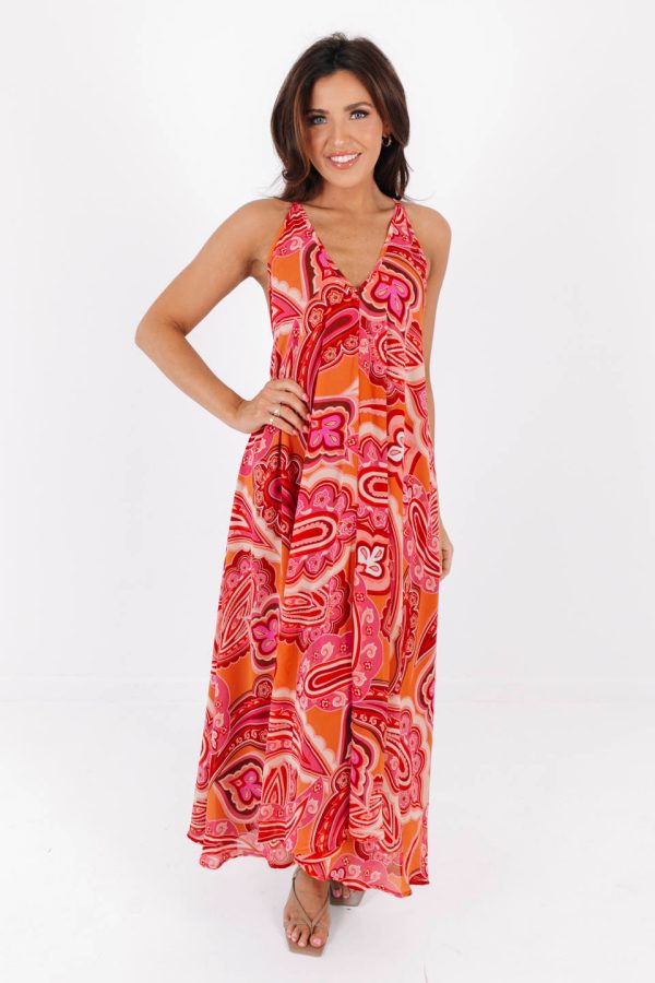 All The Fun Maxi Dress - Orange Hot on Sale