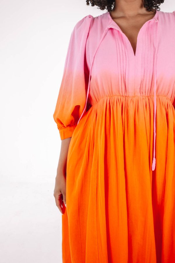 Seaside Sunrise Midi Dress - Pink Orange Online Sale