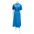 Blue Belted A-Line Midi Dress Fashion