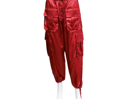 Burgundy Nylon Cargo Pants Fashion