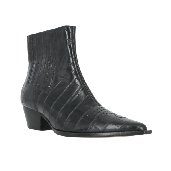 Briani Black Croc Embossed Booties Online