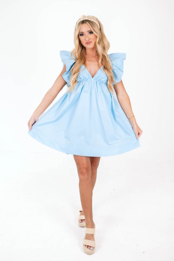 Always On My Mind Dress - Baby Blue For Discount