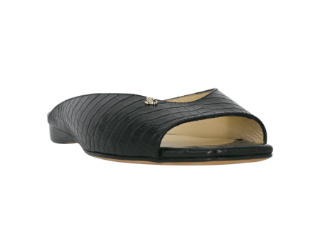 Black Croc-Embossed Mules For Discount