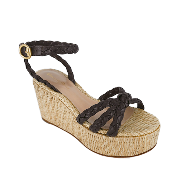 Kea Brown Woven Raffia Wedges Online Hot Sale