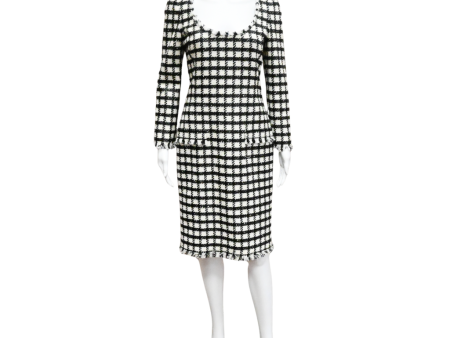 Black & White Checkered Tweed Dress Hot on Sale