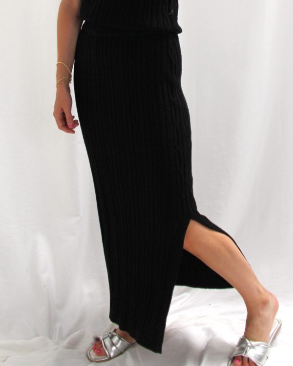 Cable Sweater Midi Skirt - Black - FINAL SALE For Discount