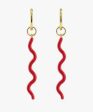 Kris Nations Tall Squiggle Enamel Huggie Hoop Earrings - Red Gold OR Black Gold - FINAL SALE Online