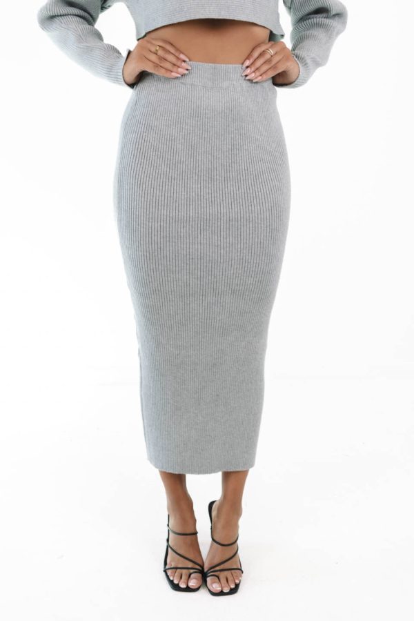 Back To Business Midi Skirt - Grey Sale