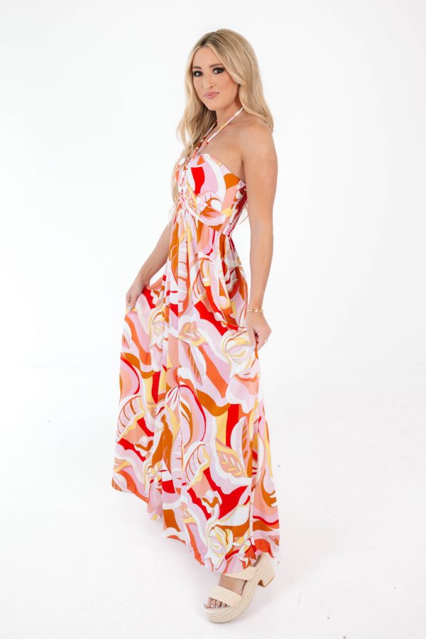 Groovy And Good Maxi Dress - Pink Multi Hot on Sale