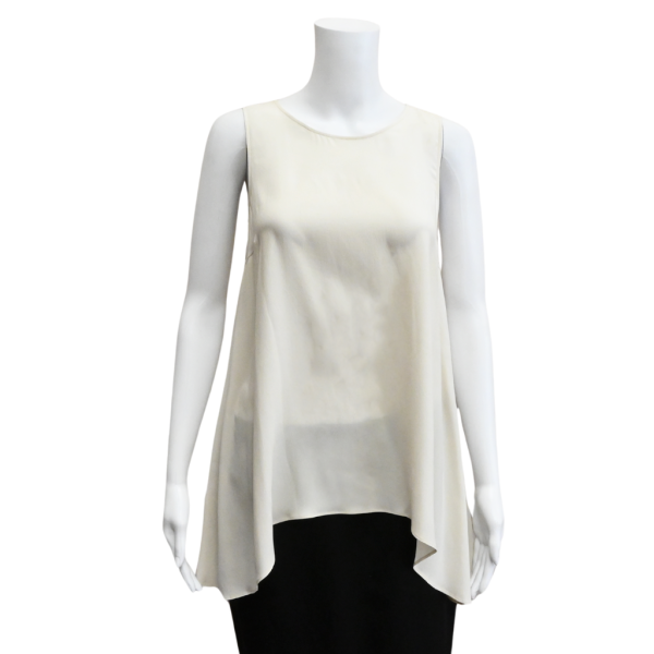 Cream Silk Sleeveless Blouse For Discount