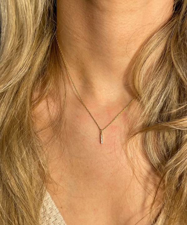 Crystal Bar Necklace - Gold on Sale