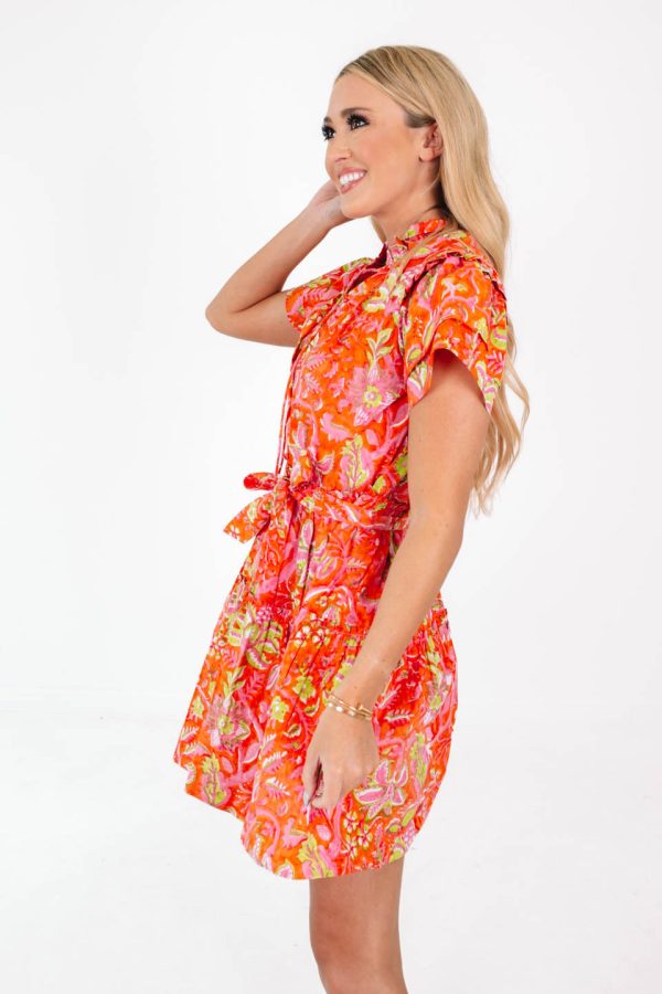 Poppy Dress - Orange Green Online