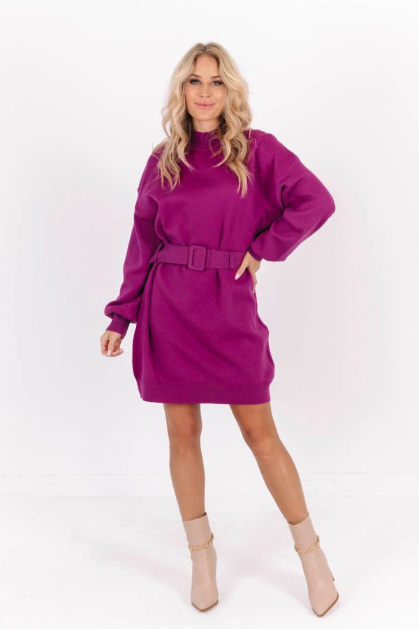 On My Level Sweater Dress - Violet Hot on Sale